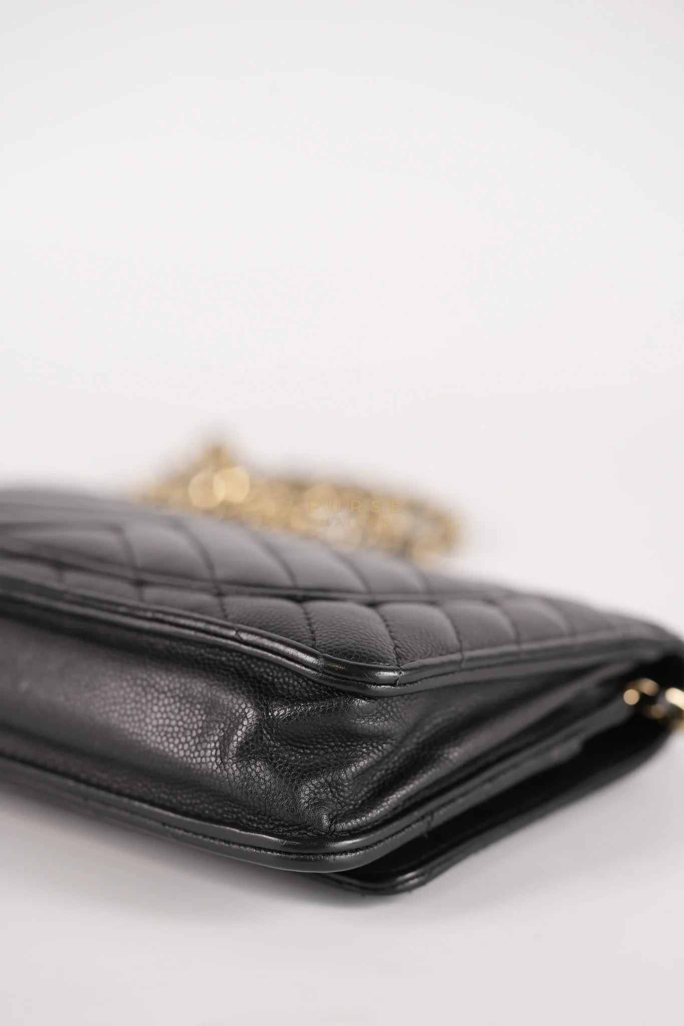 Chanel Wallet On Chain (WOC) in Black Caviar Chevron Leather and Gold Hardware Series 27 - Image 11