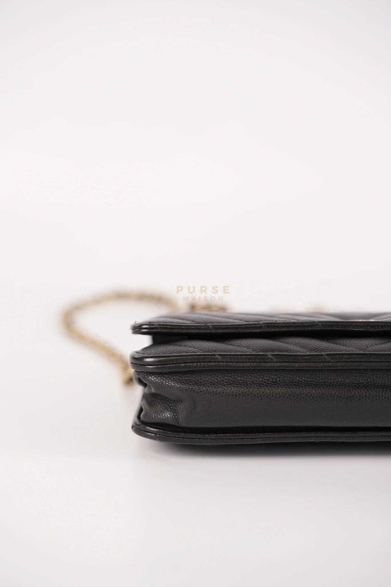 Chanel Wallet On Chain (WOC) in Black Caviar Chevron Leather and Gold Hardware Series 27 - Image 12