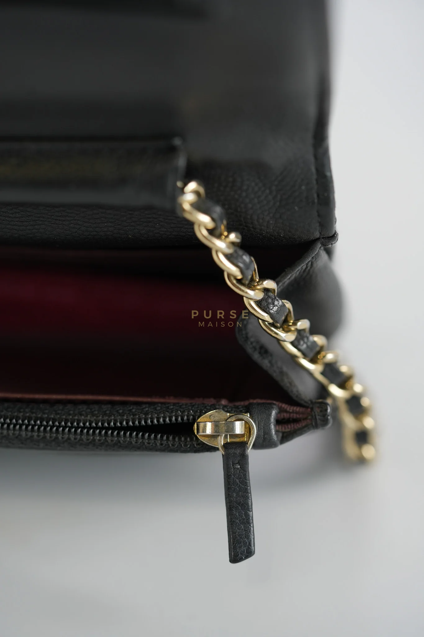 Chanel Wallet On Chain (WOC) in Black Caviar Chevron Leather and Gold Hardware Series 27 - Image 22
