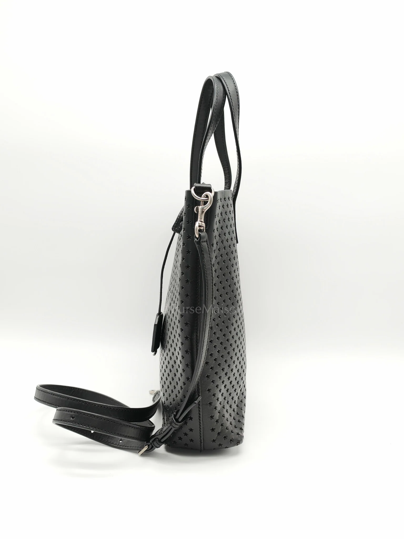 Yves Saint Laurent Perforated Star in Black Calfskin Leather Crossbody Bag - Image 5