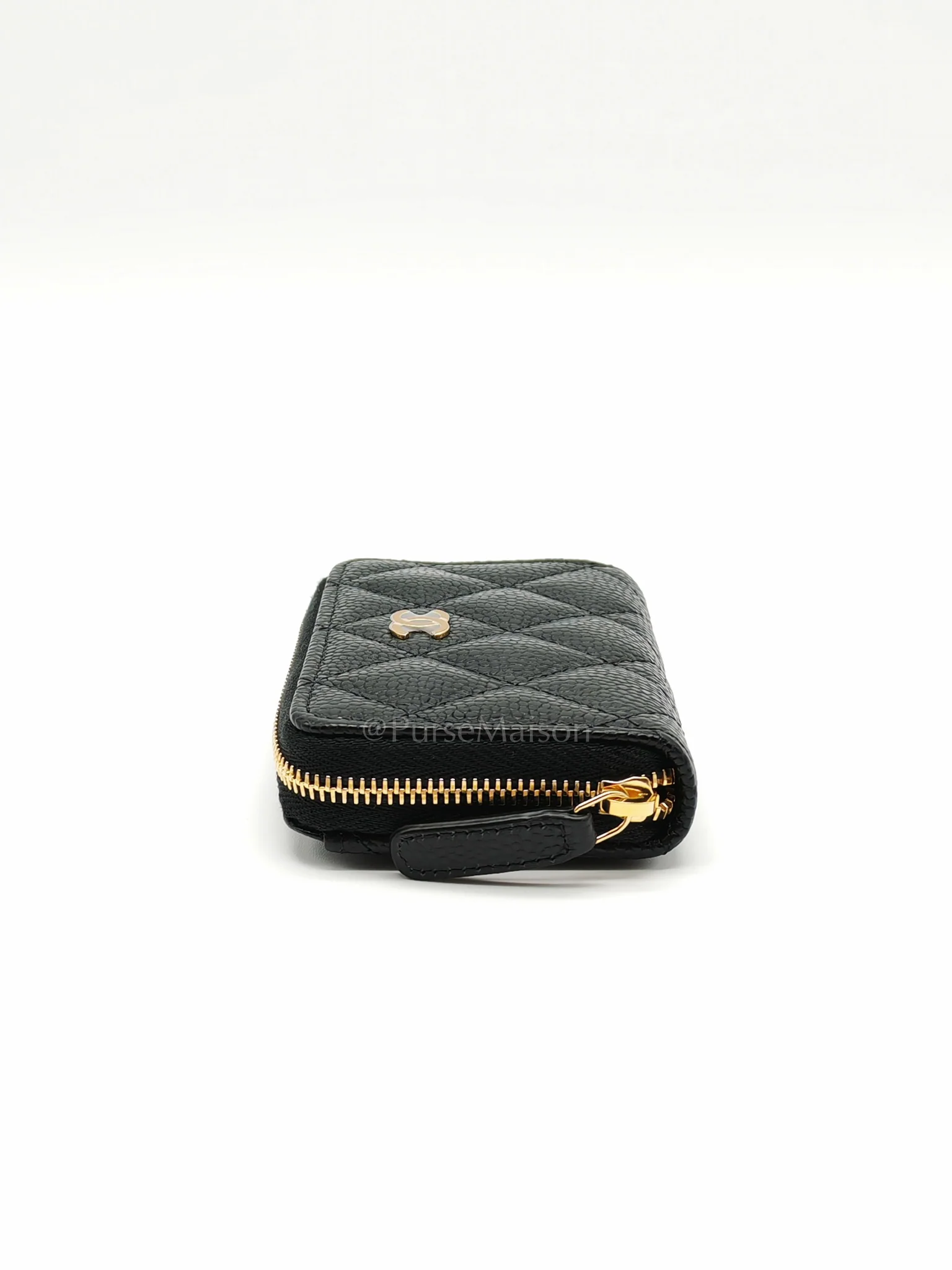 Chanel Zip Cardholder in Black Caviar Leather and Gold Hardware (Microchip) - Image 5