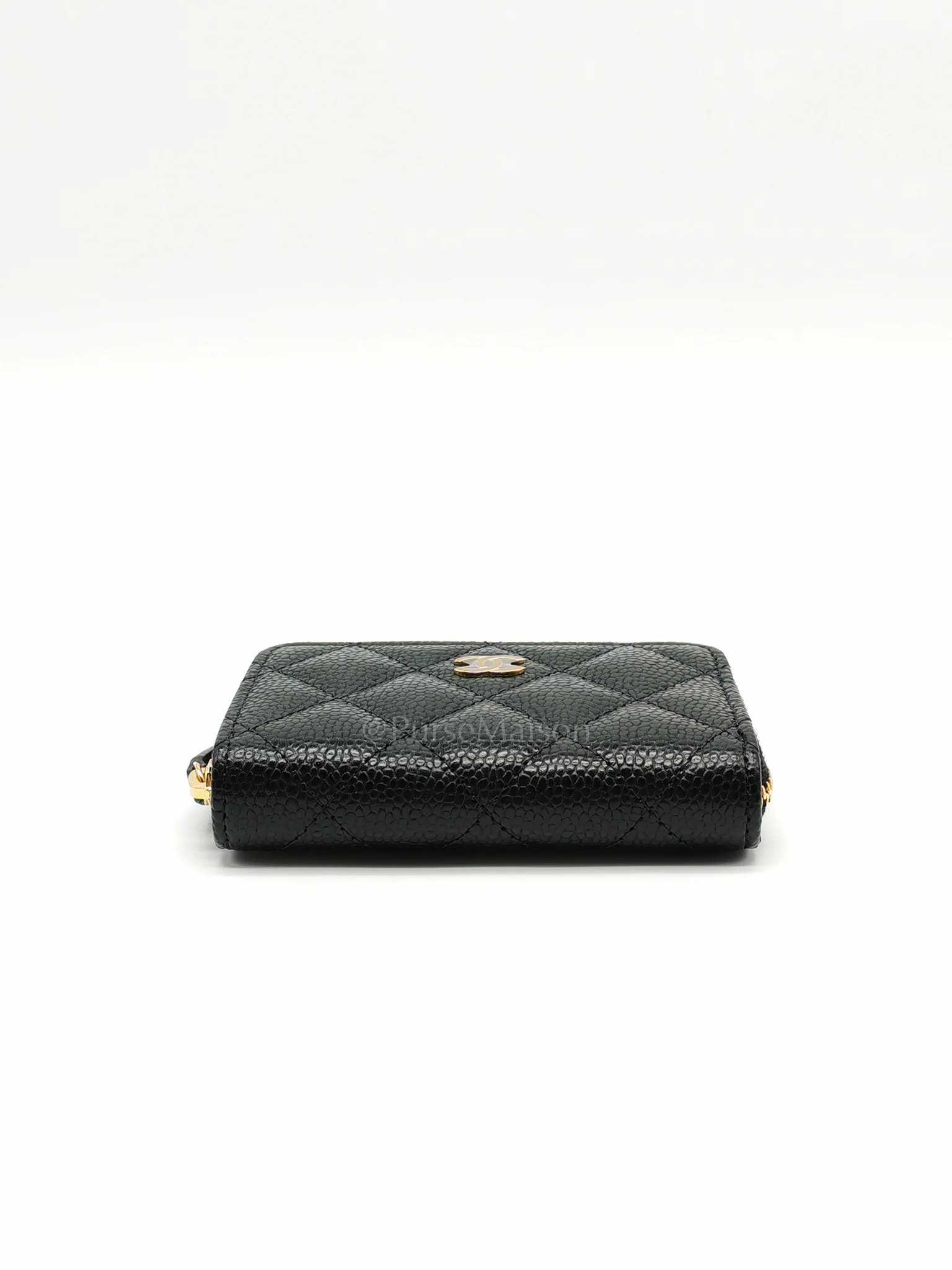 Chanel Zip Cardholder in Black Caviar Leather and Gold Hardware (Microchip) - Image 7