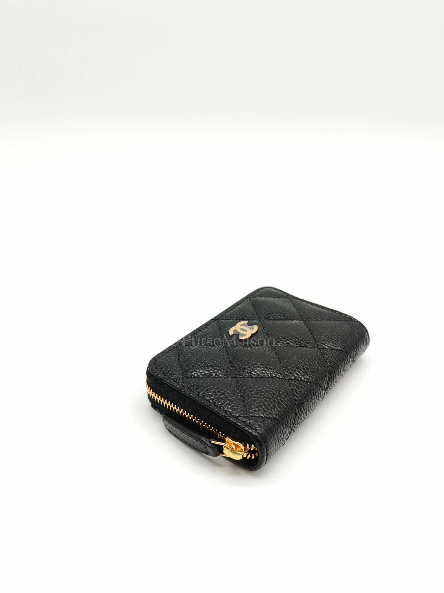 Chanel Zip Cardholder in Black Caviar Leather and Gold Hardware (Microchip) - Image 8