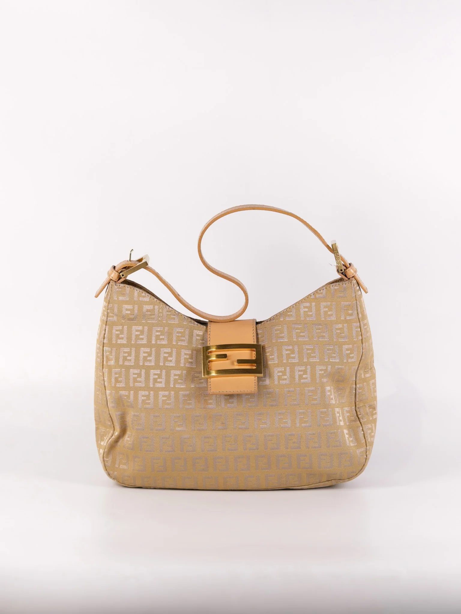Fendi Zucchini Mamma Baguette Cloth Bag in Beige