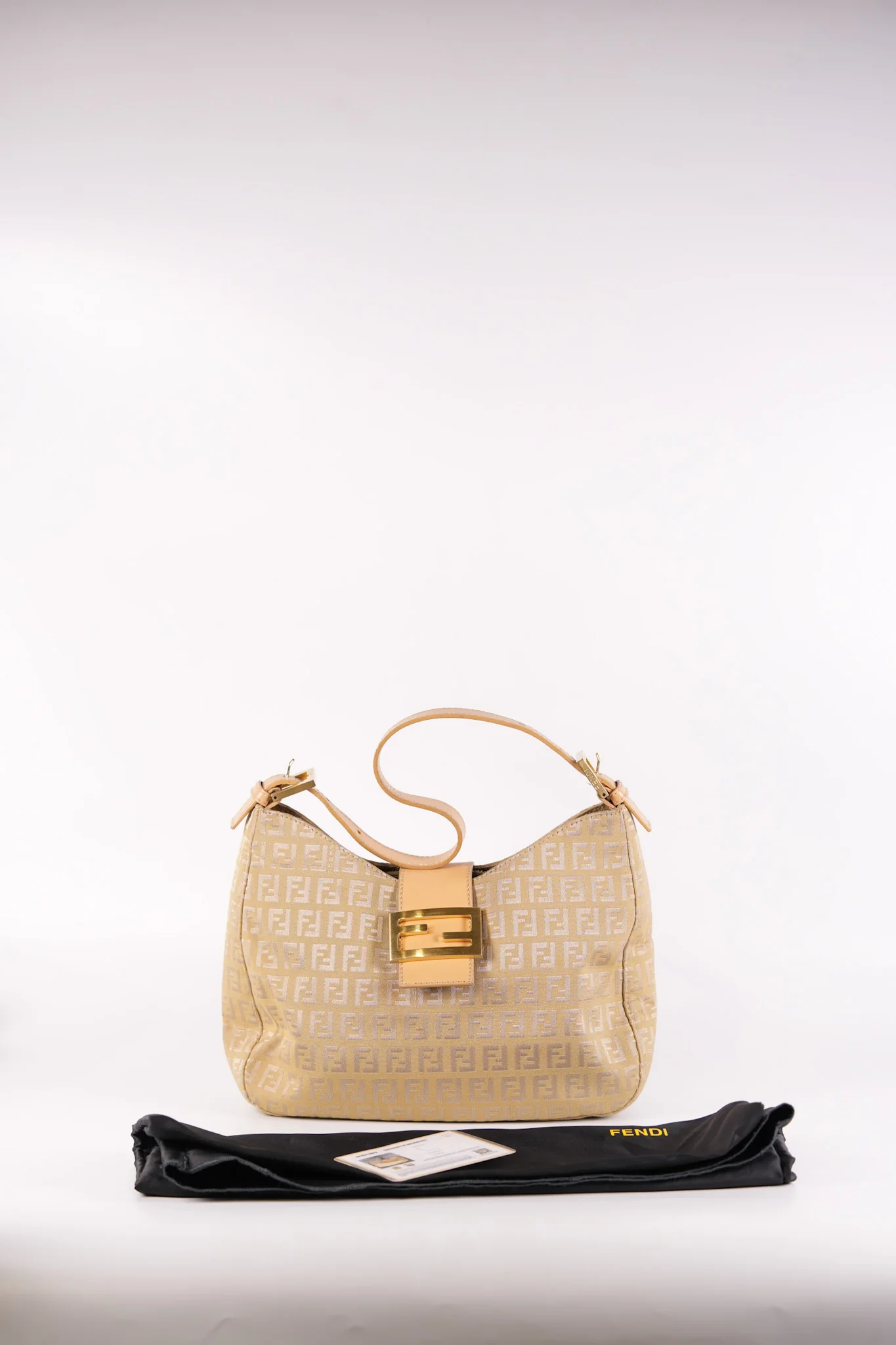 Fendi Zucchini Mamma Baguette Cloth Bag in Beige - Image 45